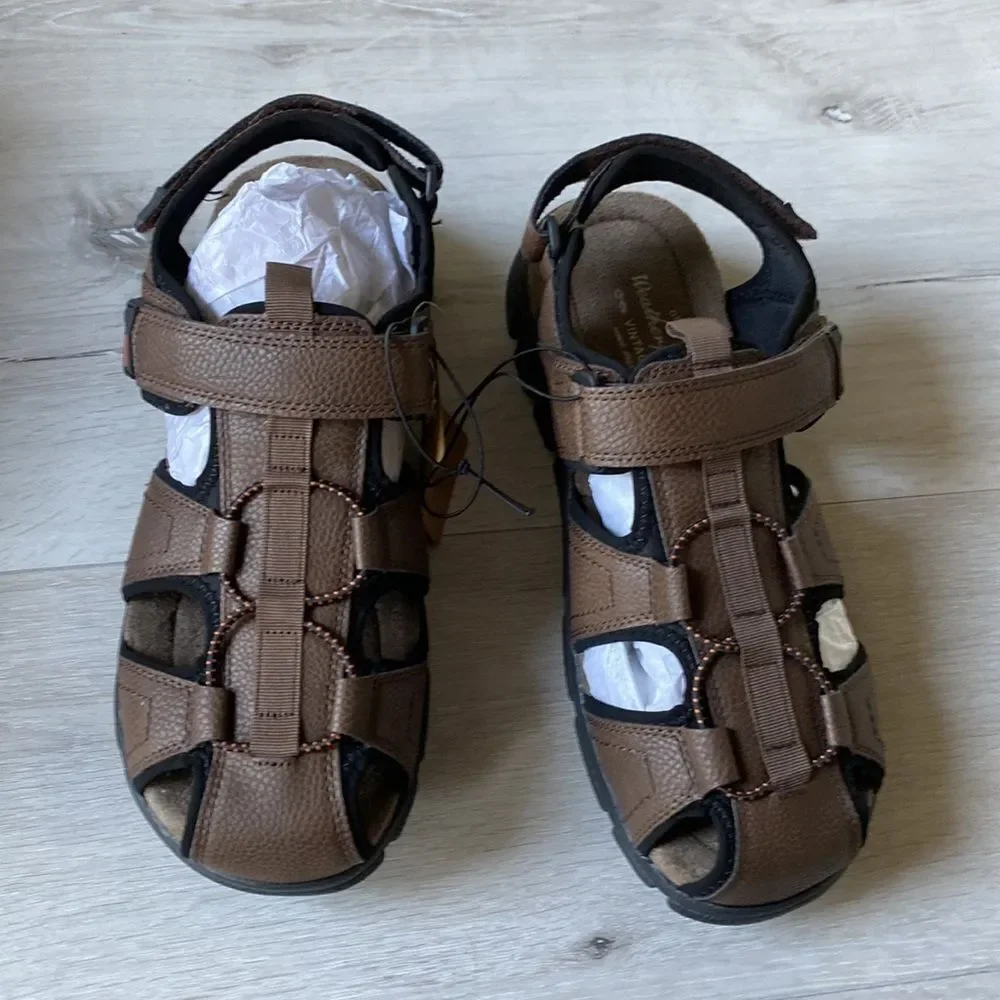 Weatherproof Vintage Men's Cory Fisherman Sandals Brown 9M NWT IN PACKAGING‎